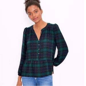 LOFT plaid peplum hem blouse